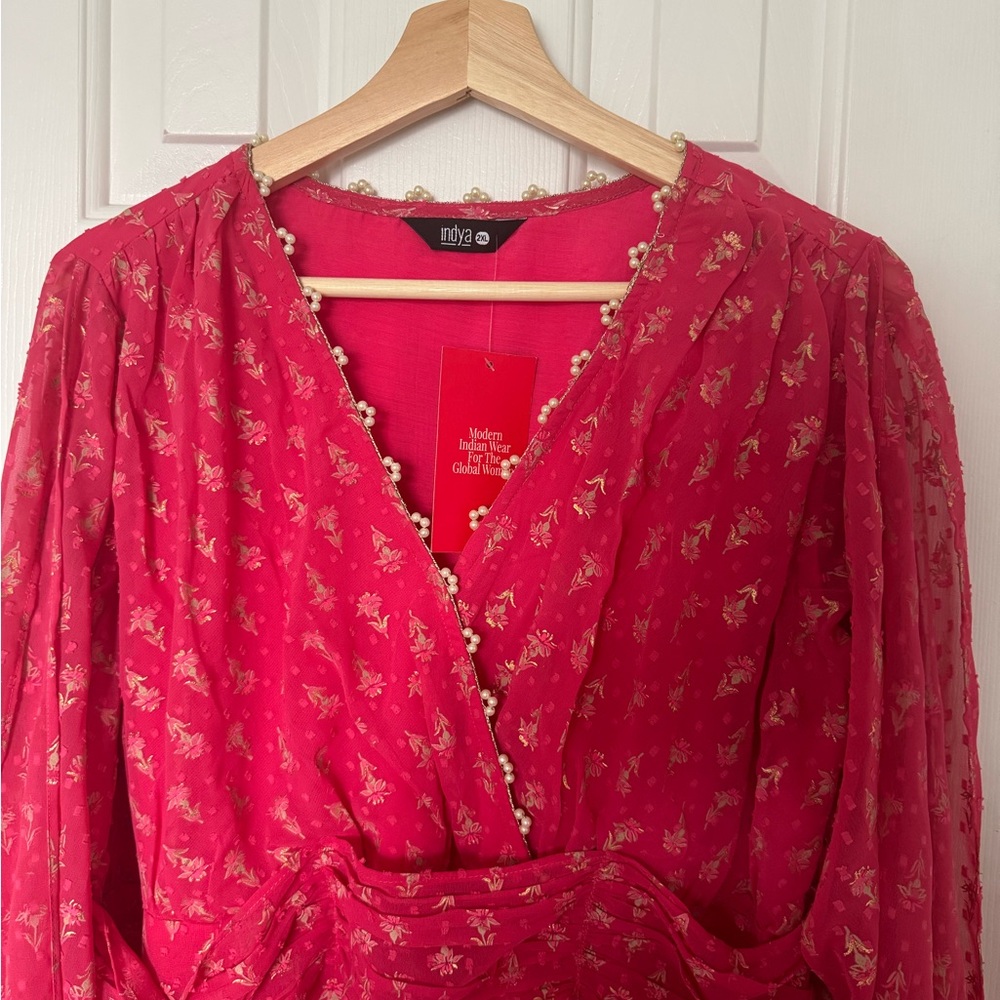 Indya Kurta Coral Floral Dress (Indian dress)